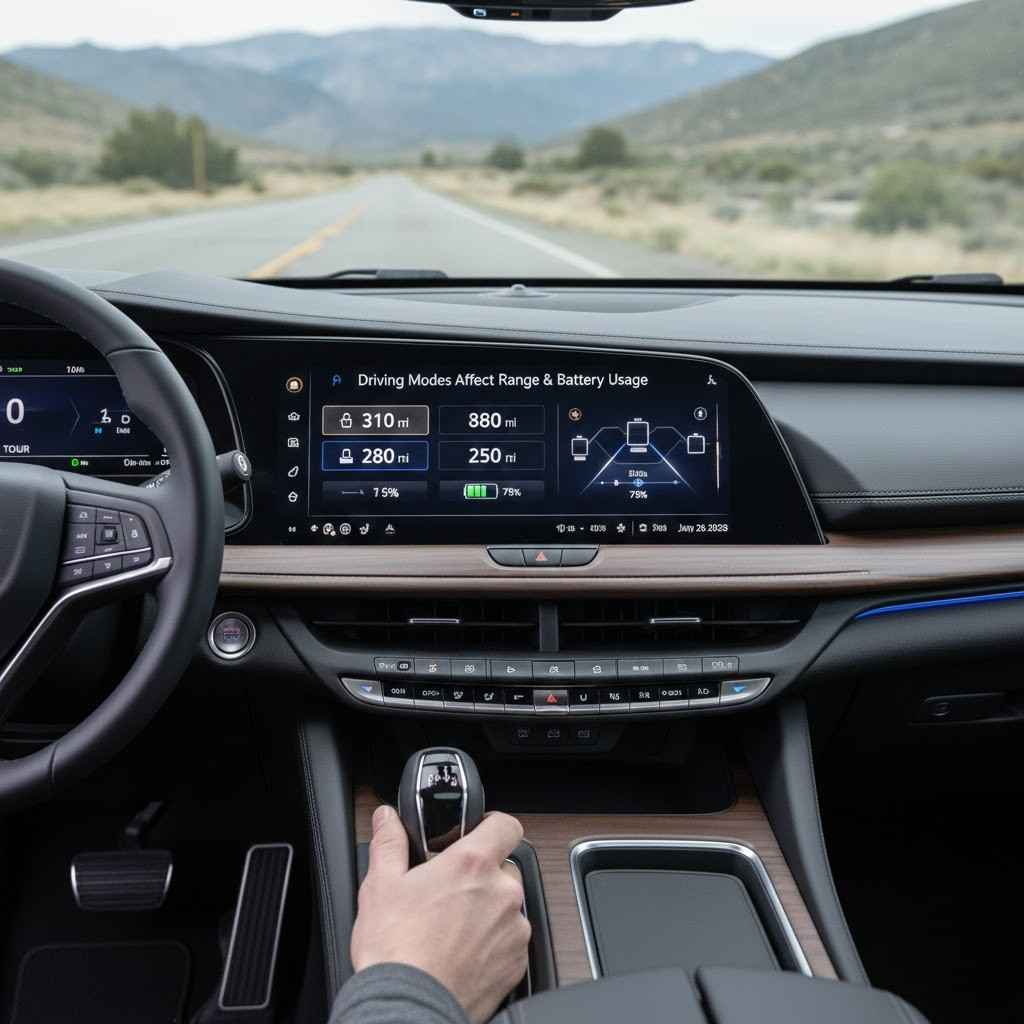 Do the Driving Modes in Cadillac LYRIQ Offer Different Ranges or Battery Usages?